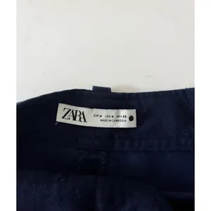 Zara Navy Embroidered High Waist Cropped Wide Leg Size Medium thumbnail 4