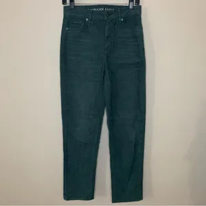American Eagle Green Corduroy Mom Straight Jean Size 2 thumbnail 2