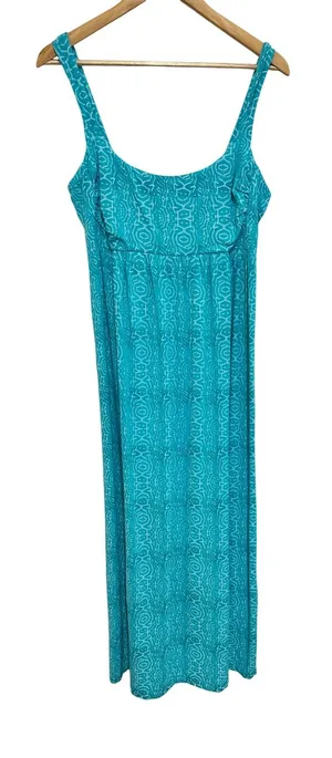 Fresh Produce Blue Geometric Print Maxi Dress Large Boho Beach Vacation thumbnail 1