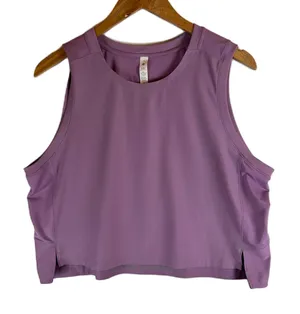 Lululemon Train to Be Tank Top Purple Cropped Mesh Athletic Sleeveless Gym Sz 12 thumbnail 1