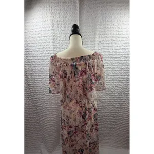 Show Me Your Mumu Hacienda Maxi Dress Floral Off Shoulder Pink Cream Boho Gown thumbnail 4