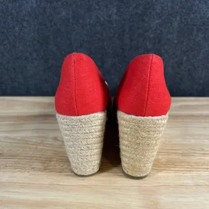 Merona Marguerite Red Canvas Espadrille Wedge Pumps Size 8 Polka Dot Lining thumbnail 8