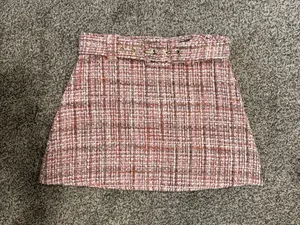 ZARA Pink Plaid Mini Skirt thumbnail 1