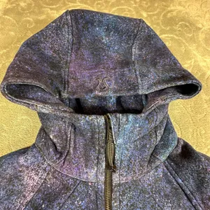 Lululemon Scuba Hoodie Full Zip Galaxy Cosmic Blue Purple Fleece Sz 8 Kangaroo thumbnail 2