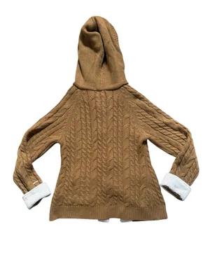 Cabelas Cable Knit Fishermans Sweater Toggle Hooded Small Tan Cardigan thumbnail 2