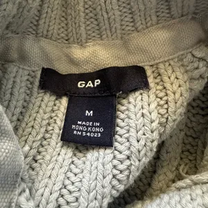 Women’s Gap Blue Gray Solid Cable-Knit Collared Button Front Cardigan Sweater M thumbnail 3