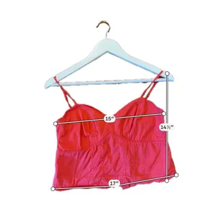 Anthropologie Maeve red scalloped cropped tank 4 thumbnail 3