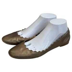 Chloe Lauren Scalloped Ballet Flats Bronze Leather Classic‎ Luxury EU 40 US 9.5 thumbnail 2
