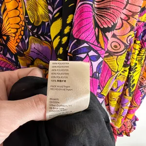 Alexandra Farmer for Anthropologie Butterfly Floral Smocked‎ Blouse Pink XS Boho thumbnail 8
