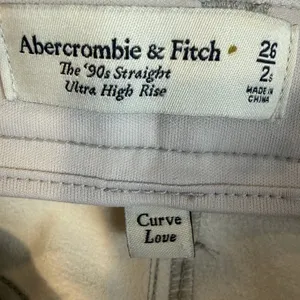 Abercrombie & Fitch 90's Straight Ultra High Rise Leather Pants Silver‎ 26 Short thumbnail 3