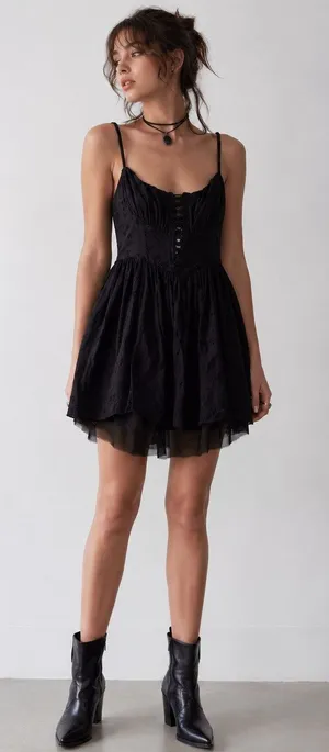 Zimmermann Black Silk Eyelet Mini Dress Womens 0 Whimsygoth Witchy Goth Damaged thumbnail 1