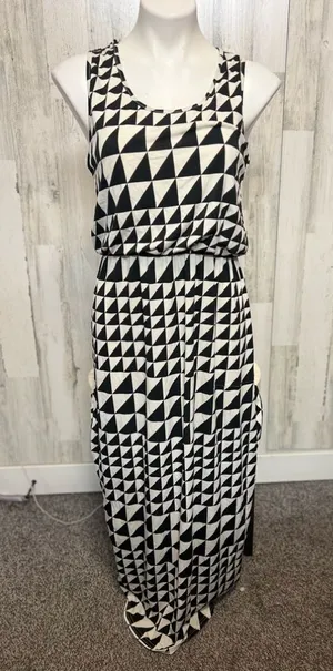 Magic Geometric Triangle Maxi Dress Womens Size Small Black White Tank Sundress thumbnail 1