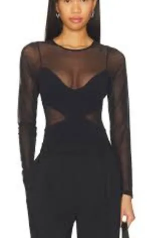 NEW NWT Free People Intimately All An Illusion Bodysuit XS/SM Black MSRP $58 thumbnail 1