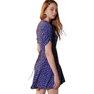Faithfull The Brand La Rochelle‎ Wrap Mini Dress Blue Floral Women's 2 thumbnail 6