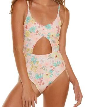 Celebrity Pink Floral Cut Out Swimsuit thumbnail 1