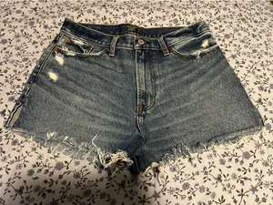 Abercrombie & Fitch Dark Wash High-Wasted Denim Jean Shorts thumbnail 1
