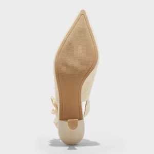 A New Day Milan Pearl Cream Slingback Heels Cushioned Insole Size 6 NEW thumbnail 4