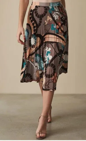 REISS Lolita Montage Accordion Pleated Skirt Women's Size 8 Abstract Print Artsy thumbnail 1