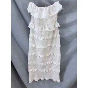 Cleobella Cream Smocked Midi Dress Sleeveless Ruffle‎ S Romantic thumbnail 7