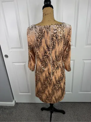 Eliza J Size 12 Rose Gold Sequin 3/4 Sleeve Cocktail Party Dress NWOT thumbnail 8