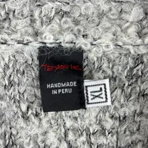 Tey Art Inc Gray‎ Cardigan XL Alpaca Wool Blend Fuzzy Sweater Handmade in Peru thumbnail 4