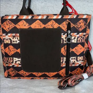 Montana West‎ Orange and Black Southwest Tote Bag thumbnail 4