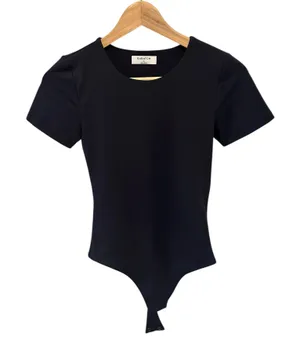 Aritzia Babaton Contour women’s Black Crewneck Short Sleeve Bodysuit Sz S thumbnail 1