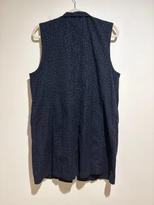 Eileen Fisher Black Rainfall Organic Cotton Textured Double Button Long Vest thumbnail 9