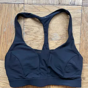 Lululemon Black Mesh Racerback Scoop Neck Bra w/ Hook & Eye Closure, Sz 4, EUC thumbnail 1