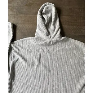Aerie Women's Gray Ribbed Knit Oversized Cropped‎ Pullover Hoodie Size Large thumbnail 9