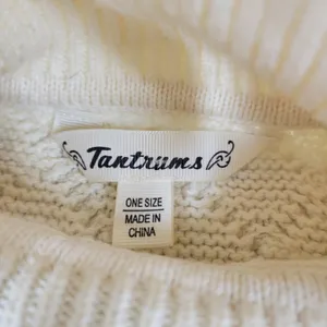 Tantrums Womens Vest One Size Ivory Wool Blend Cross Hatch Turtleneck Knit thumbnail 2
