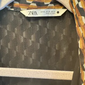 Zara | Dresses | Zara Retro Geo Print brown & Black button down tie dress XS thumbnail 11