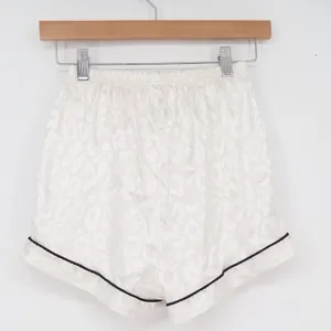 Unbranded Pajama Shorts Womens S White Leopard Jacquard Satin Piping Excellent thumbnail 4