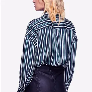 NWT FREE PEOPLE Mad About You Button down Shirt XS Striped thumbnail 4