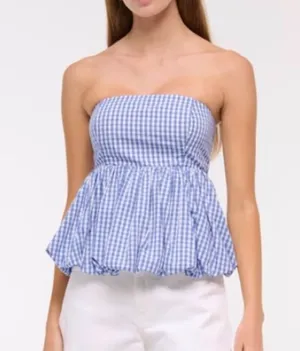 Abercrombie & Fitch Blue Peplum Bustier Tank Top thumbnail 1