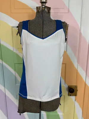 Tail Blue & White Cutout Back Sleeveless Performance Tank Top Sz Med 💚🍄 thumbnail 2