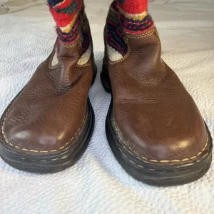 BORN Brown Leather Kilim Woven Blanket Shaft Western Mid High Boot Size 7 thumbnail 3