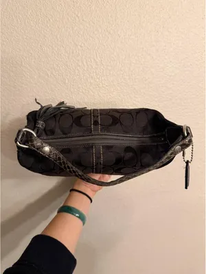 RARE Vintage Mini Shimmery Black Coach Canvas Purse with Tassel thumbnail 4