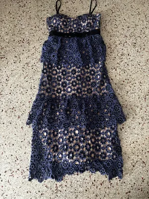 Just Me floral crochet lace tiered dress medium thumbnail 2