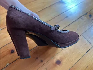Aerosoles Peep Toe Pump Suede Brown Comfort Shoe 8 transpose thumbnail 8