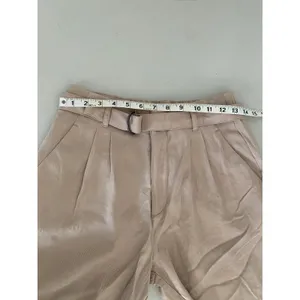 Abercrombie Tan Neutral Belted Pleated Wide Leg Cropped Trousers Pants S Short thumbnail 7