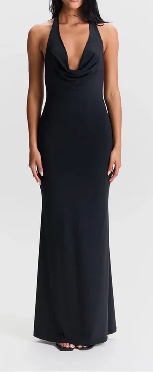Cowl Neck Black Maxi Dress thumbnail 1