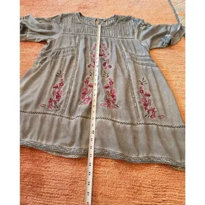 POL Embroidered Tunic Top Size L Boho Sheer Mini Dress Rayon thumbnail 6