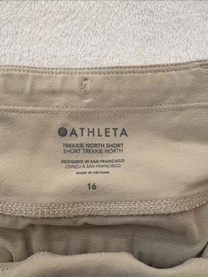 Athleta size 14 Trekkie North Khaki Athletic Shorts Wide Waistband athletic casu thumbnail 3