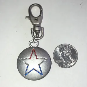 Silver Tone Star Watch Keychain with Red, White, and Blue Accents thumbnail 4
