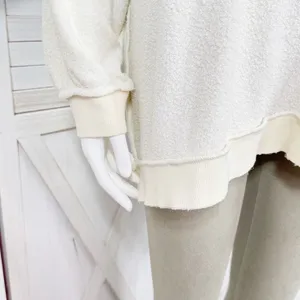 Free People Take It Off‎ Sweatshirt Inside Out Raglan Slouchy Ivory XS thumbnail 7