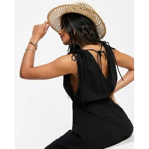Asos Black Wrap V-Neck Sleeveless LBD Summer Beach Vavation Midi Maxi Dress Sz 4 thumbnail 4