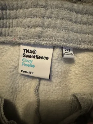 Aritzia TNA Sweatfleece Cozy Fleece Perfect Fit Sweatpants Ivory Gray XXS thumbnail 3
