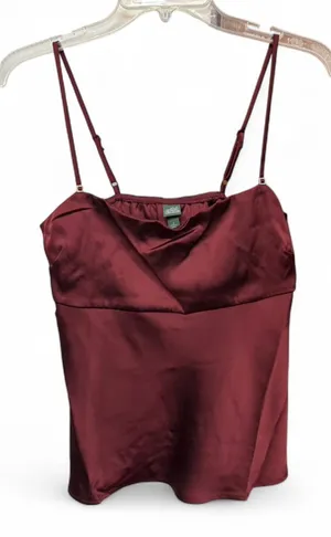 Wild Fable Burgundy Satin Cami Top with Side Slits - Size S (NWT) thumbnail 1