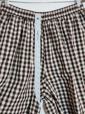 Chow Yatou Brown and Cream Gingham Check Wide Leg Cropped Pants Size XL NWT thumbnail 9